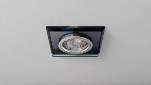 Ceiling lighting point fitting RIA glass square black