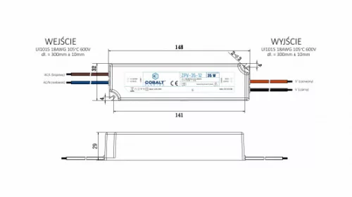 36W 24V IP67 ZPV constant voltage impulse power supply unit