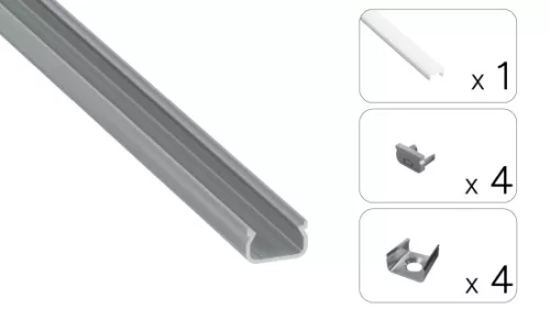 TEKKNI IKKE Set, silver, milky cover, 2.02 m