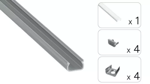 TEKKNI IKKE Set, silver, transparent cover, 2.02 m