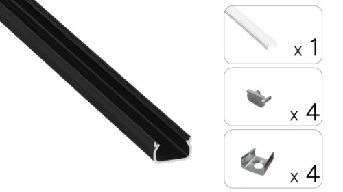 TEKKNI IKKE Set, black, transparent cover, 3 m