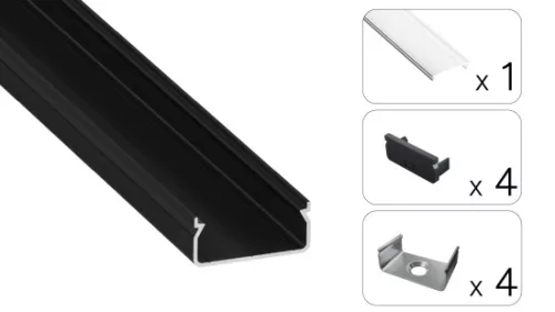 TEKKNI EGEN Set, black, transparent cover, 2.02 m