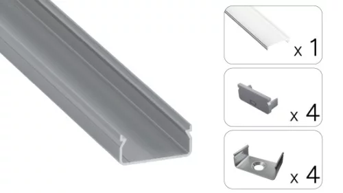 TEKKNI EGEN Set, silver, transparent cover, 2.02 m