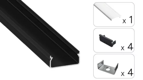 TEKKNI EGEN Set, black, transparent cover, 3 m