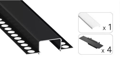 TEKKNI HORST Set, black, transparent cover, 2.02 m