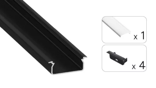 TEKKNI TVED Set, black, transparent cover, 2.02 m