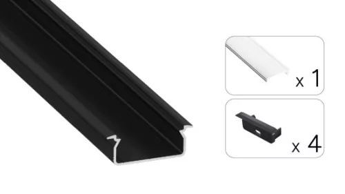 TEKKNI TVED Set, black, transparent cover, 3 m