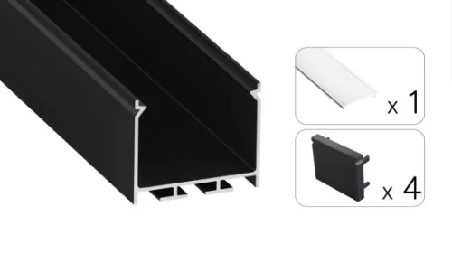 TEKKNI NORS Set, black, transparent cover, 2.02 m