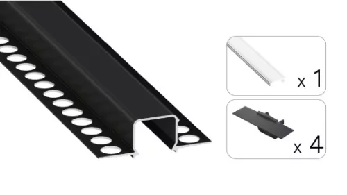 TEKKNI MOSSO Set, black, transparent cover, 2.02 m