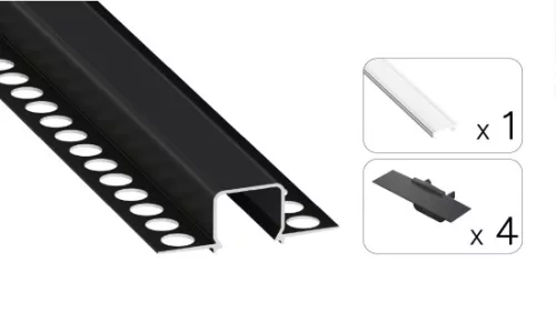 TEKKNI MOSSO Set, black, transparent cover, 3 m
