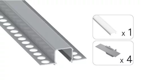 TEKKNI MOSSO Set, silver, transparent cover, 3 m