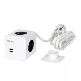 AURA line CUBE adapter 4 socket 2xUSB 1,5m