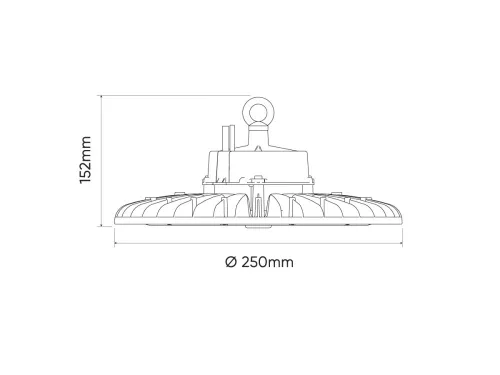 PHANTOM Csarnokvilágító, 120°, IP65, IK08, 100 W, szabályozható, Természetes fehér, fekete