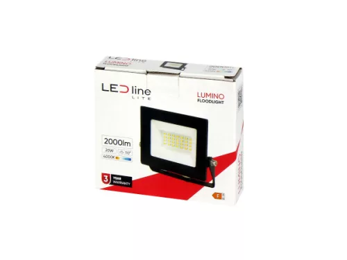 LUMINO LED-reflektor, 120°, IP65, 20 W, Természetes fehér, fekete