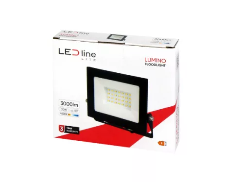 LUMINO LED-reflektor, 120°, IP65, 30 W, Természetes fehér, fekete