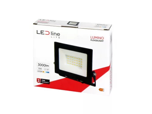 LUMINO LED-reflektor, 120°, IP65, 30 W, Természetes fehér, fekete