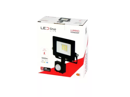 LUMINO mozgásérzékelős LED-reflektor, 120°, IP44, 10 W, Természetes fehér, fekete