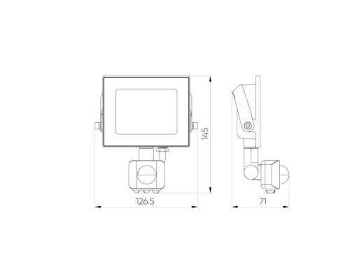 LUMINO mozgásérzékelős LED-reflektor, 120°, IP44, 20 W, Természetes fehér, fekete