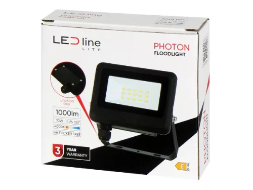 PHOTON LED-reflektor, 120°, IP65, 10 W, Természetes fehér, fekete