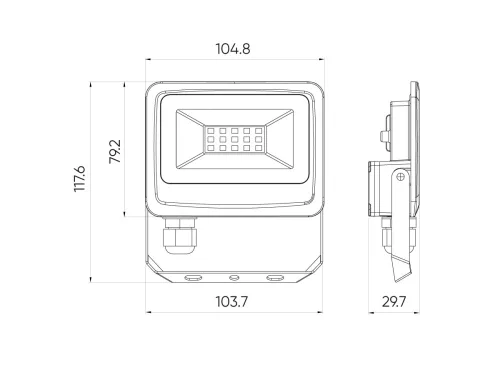 PHOTON LED-reflektor, 120°, IP65, 10 W, Természetes fehér, fekete