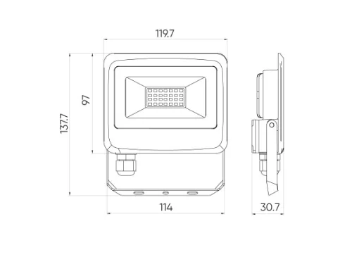 PHOTON LED-reflektor, 120°, IP65, 20 W, Természetes fehér, fekete