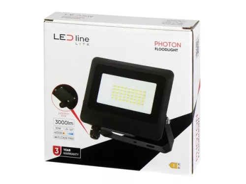 PHOTON LED-reflektor, 120°, IP65, 30 W, Természetes fehér, fekete