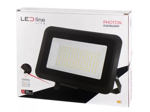 PHOTON LED-reflektor, 120°, IP65, 100 W, Természetes fehér, fekete