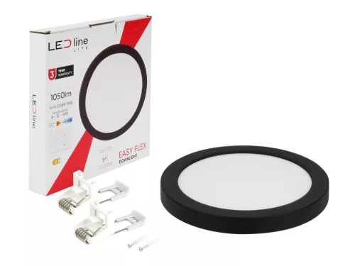 LED line LITE Downlight EASY FLEX 230V IP20 IK05 9-12-15W CCT 1050lm kerek fekete