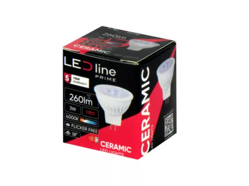 MR11 LED-fényforrás, 10/14 V AC/DC, 3 W, Természetes fehér, 5 év garancia