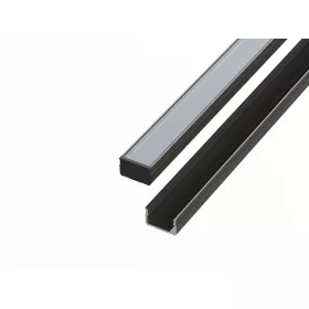   10 mm anodized aluminum profile, black anodized surface 2 meters + frosted cover