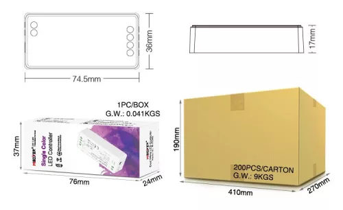 2,4G MiLight egyszínű vezérlő FUT036S (3213S)
