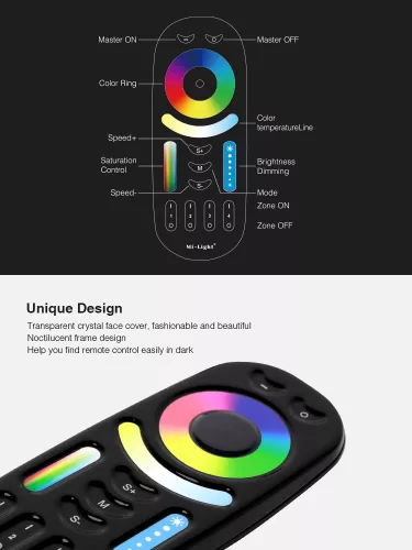 MiLight 4 zónás RGB+CCT távirányító Gombos FUT092B (3223B)