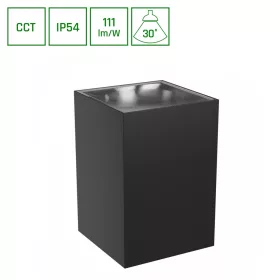 TORRE 9W CCT 230V IP54 99x78x117MM BLACK SQUARE FACADE LAMP