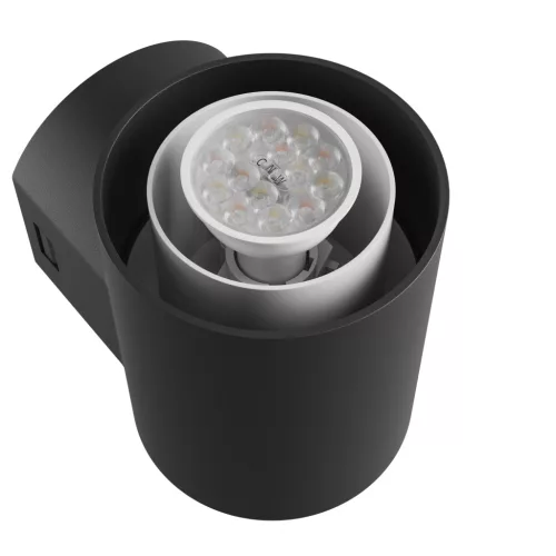 STELLA COLUMN WALL GU10 6W CCT 230V 270DEG IP44 IK08 100X120X245MM BLACK ROUND FACADE LAMP