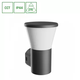   STELLA ROUND WALL GU10 6W CCT 230V 270DEG IP44 IK08 155X160X230MM BLACK ROUND FACADE LAMP
