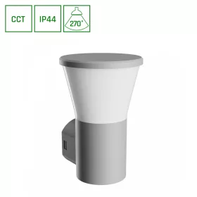   STELLA ROUND WALL GU10 6W CCT 230V 270DEG IP44 IK08 155X160X230MM GRAY ROUND FACADE LAMP