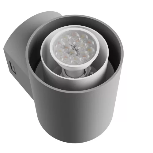 STELLA ROUND WALL GU10 6W CCT 230V 270DEG IP44 IK08 155X160X230MM GRAY ROUND FACADE LAMP