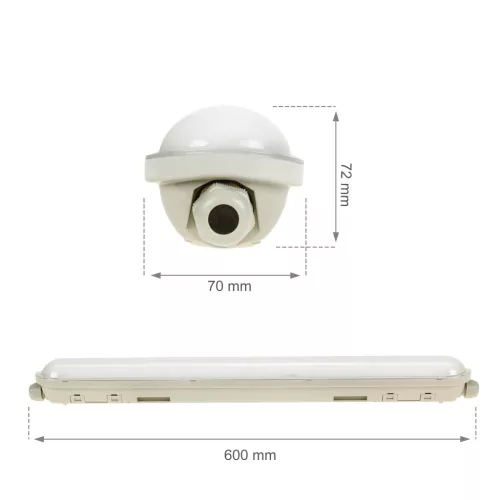 LIMEA GIGANT HERMETIC 600MM 20W NW 230V 120DEG IP65 IK10 600X72X70MM GRAY 5Y WARRANTY
