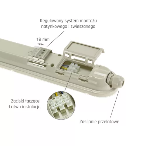 LIMEA GIGANT HERMETIC 600MM 20W NW 230V 120DEG IP65 IK10 600X72X70MM GRAY 5Y WARRANTY