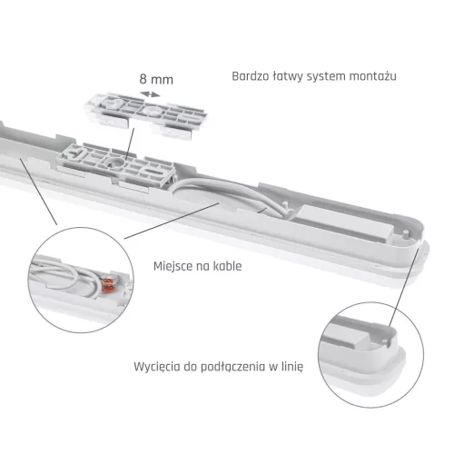 LIMEA GO HERMETIC  600mm 25W CW 230V 120deg IP65 IK07 600x60x52mm WHITE
