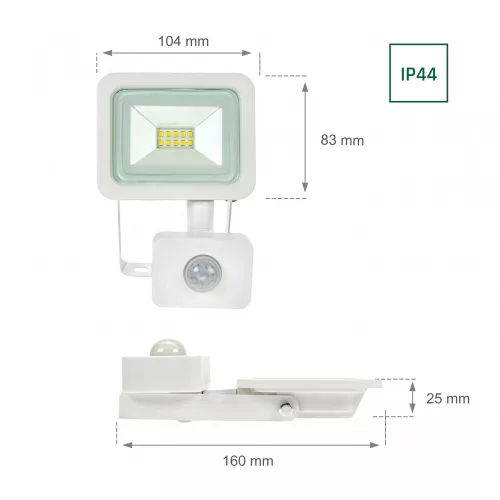 NOCTIS LUX 2 mozgásérzékelős LED-reflektor, 120°, IP44, 10 W, Természetes fehér, fehér