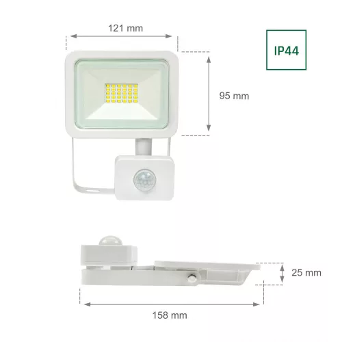 NOCTIS LUX 2 mozgásérzékelős LED-reflektor, 100°, IP44, 20 W, Meleg fehér, fehér