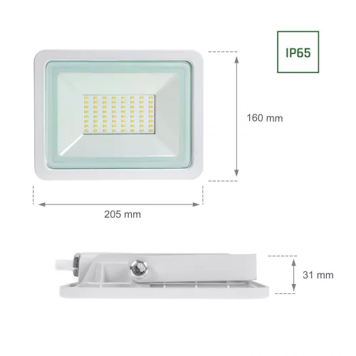 NOCTIS LUX 2 LED-reflektor, 120°, IP65, 50 W, Hideg fehér, fehér