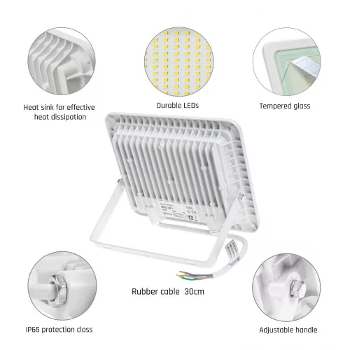 NOCTIS LUX 2 LED-reflektor, 120°, IP65, 50 W, Hideg fehér, fehér