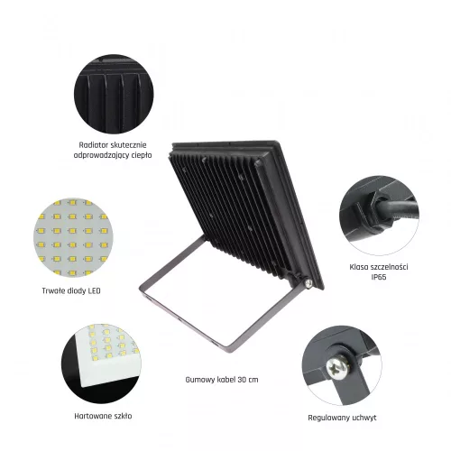 NOCTIS LUX 3 LED-reflektor, 120°, IP65, 100 W, Meleg fehér, fekete