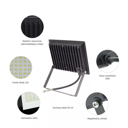 NOCTIS LUX 3 LED-reflektor, 100°, IP65, 50 W, Meleg fehér, fekete