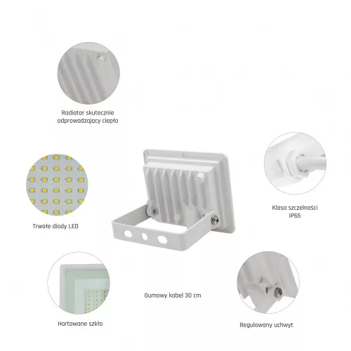 NOCTIS LUX 3 LED-reflektor, 100°, IP65, 10 W, Hideg fehér, fehér