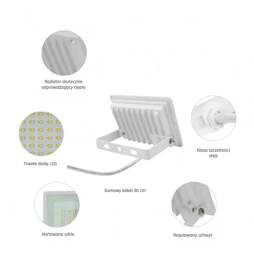 NOCTIS LUX 3 LED-reflektor, 100°, IP65, 20 W, Természetes fehér, fehér
