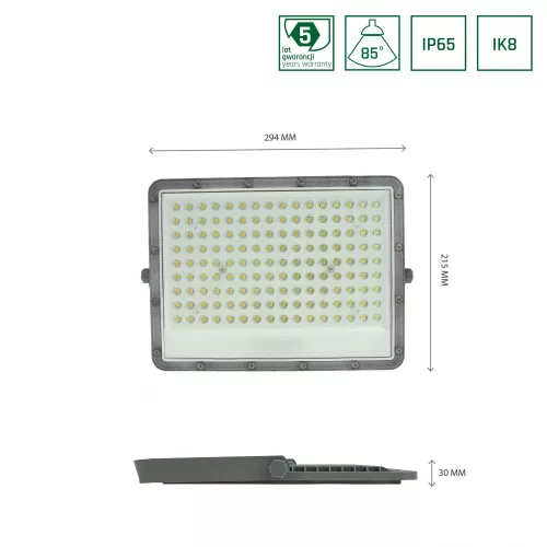 NOCTIS MAX LED-reflektor, 120°, IP65, 100 W, Természetes fehér, szürke