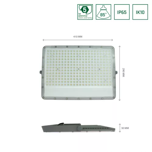 NOCTIS MAX LED-reflektor, 85°, IP65, 200 W, Hideg fehér, szürke